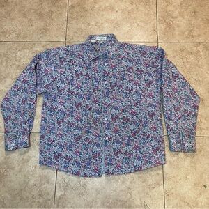 Crisis Cotton Floral Print Button Up Long Sleeve Casual Collared